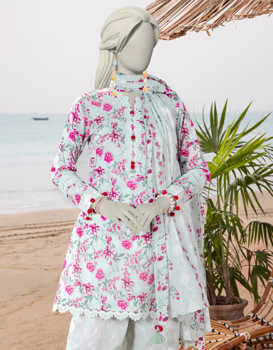 GREEN LAWN PRINTED UNSTITCHED 3PC | JLAWN-S-25-3056
