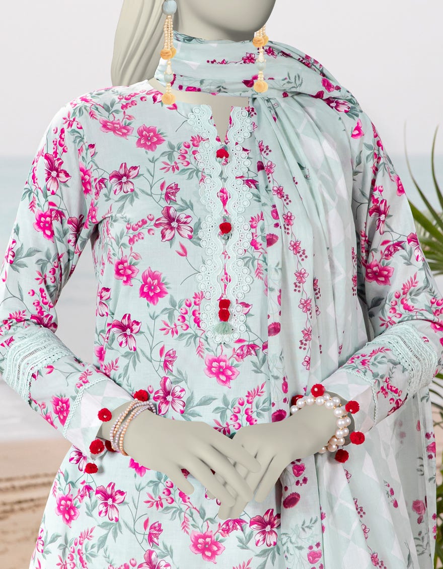 GREEN LAWN PRINTED UNSTITCHED 3PC | JLAWN-S-25-3056