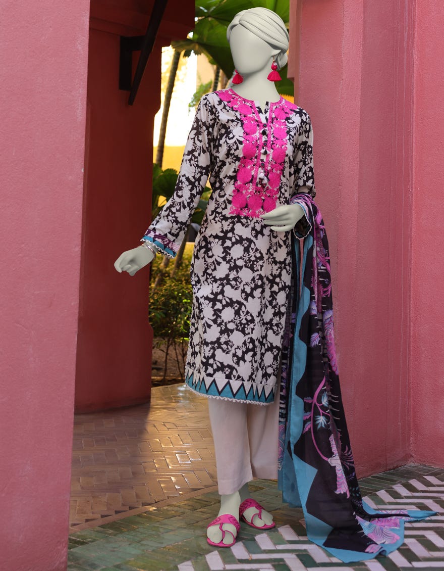 BLACK LAWN EMBROIDERED UNSTITCHED 3PC | JLAWN-S-25-3058