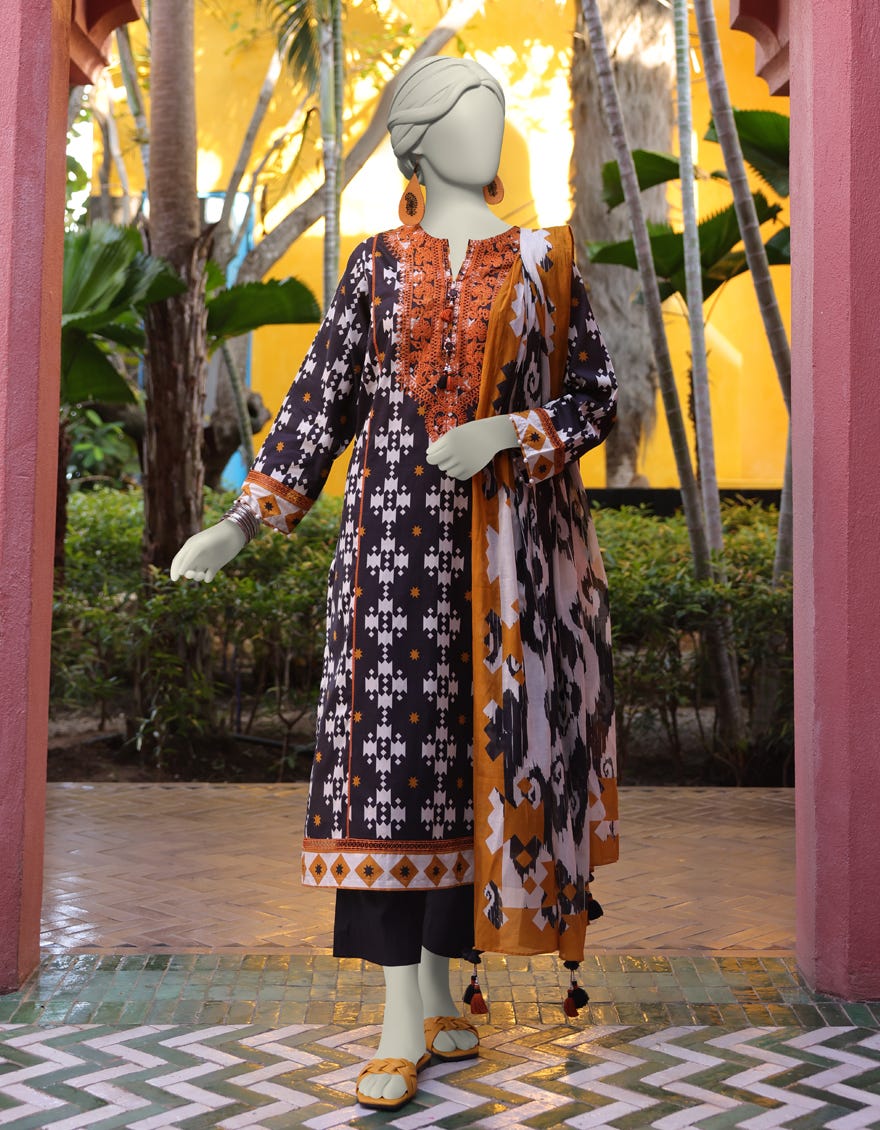 BLUE LAWN EMBROIDERED UNSTITCHED 3PC | JLAWN-S-25-3059