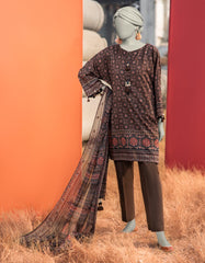 BROWN LAWN EMBROIDERED UNSTITCHED 3PC | JLAWN-S-25-3070
