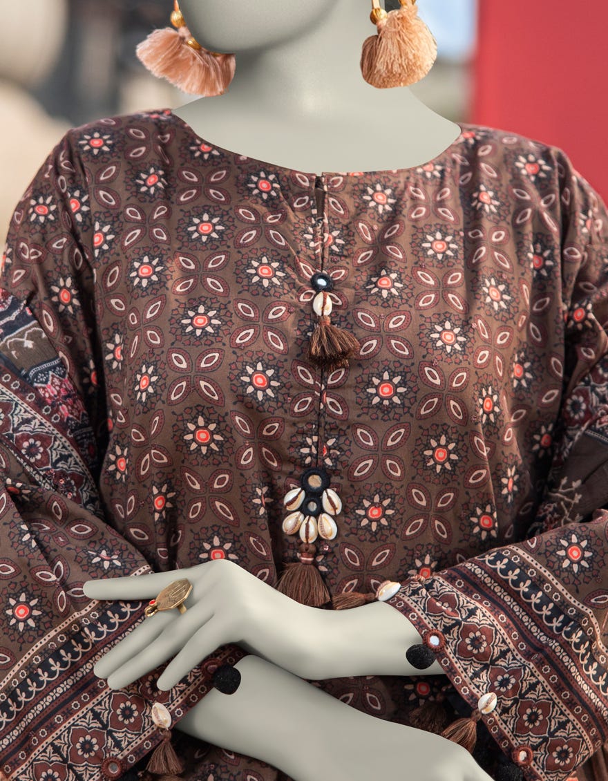 BROWN LAWN EMBROIDERED UNSTITCHED 3PC | JLAWN-S-25-3070