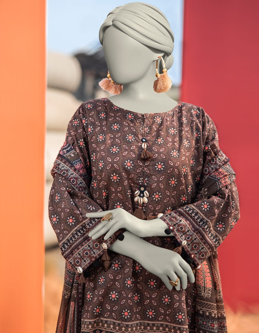 BROWN LAWN EMBROIDERED UNSTITCHED 3PC | JLAWN-S-25-3070