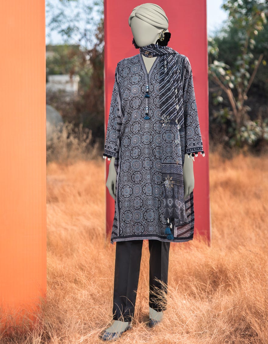 BLACK LAWN EMBROIDERED UNSTITCHED 3PC | JLAWN-S-25-3066