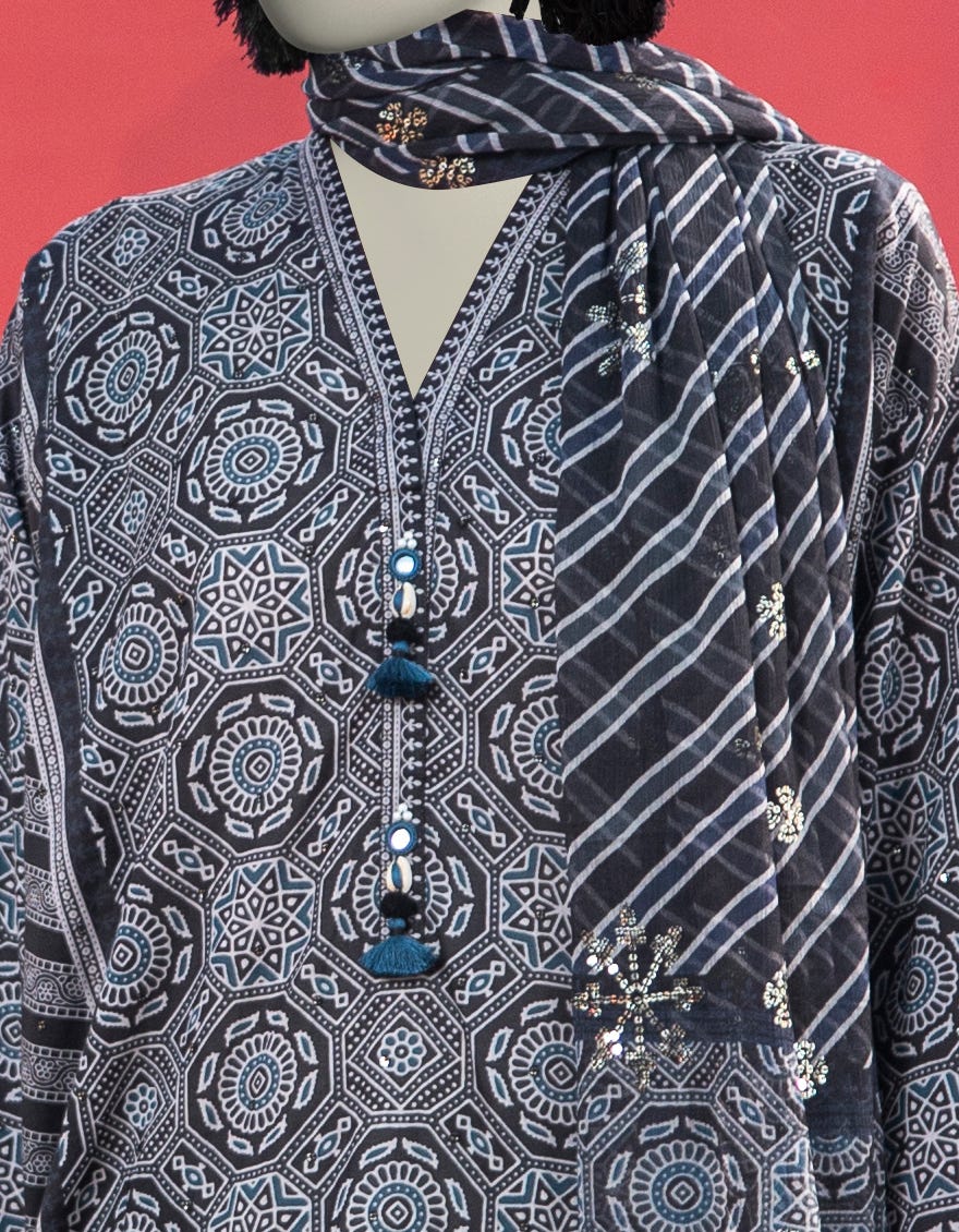 BLACK LAWN EMBROIDERED UNSTITCHED 3PC | JLAWN-S-25-3066