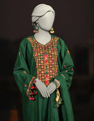 GREEN JACQUARD EMBROIDERED UNSTITCHED 3PC