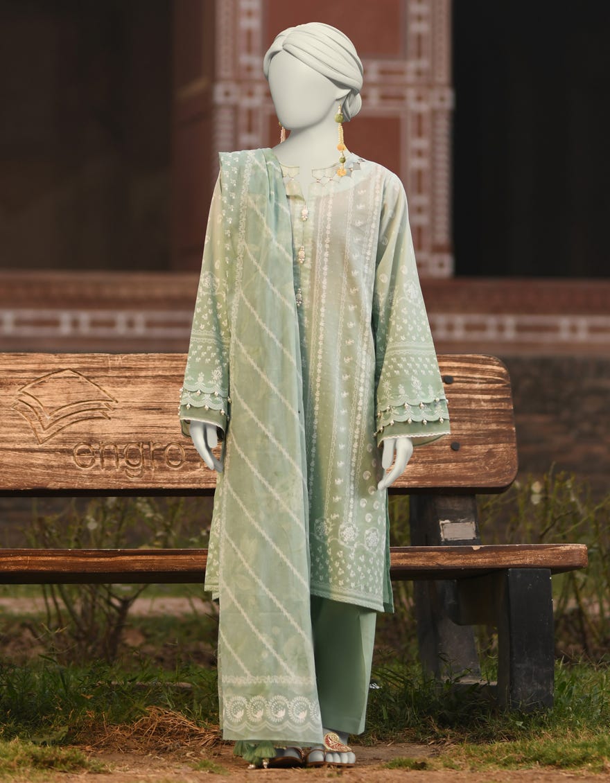 GREEN LAWN PASTE PRINTED UNSTITCHED 3PC | JLAWN-S-25-3095