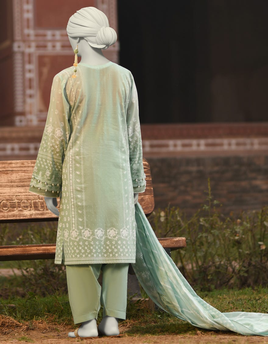 GREEN LAWN PASTE PRINTED UNSTITCHED 3PC | JLAWN-S-25-3095