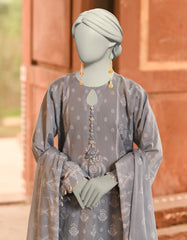 BLUE LAWN PASTE PRINTED UNSTITCHED 3PC | JLAWN-S-25-3098