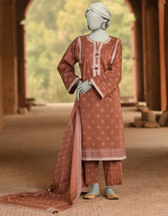 BROWN LAWN EMBROIDERED UNSTITCHED 3PC | JLAWN-S-25-3101