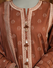 BROWN LAWN EMBROIDERED UNSTITCHED 3PC | JLAWN-S-25-3101