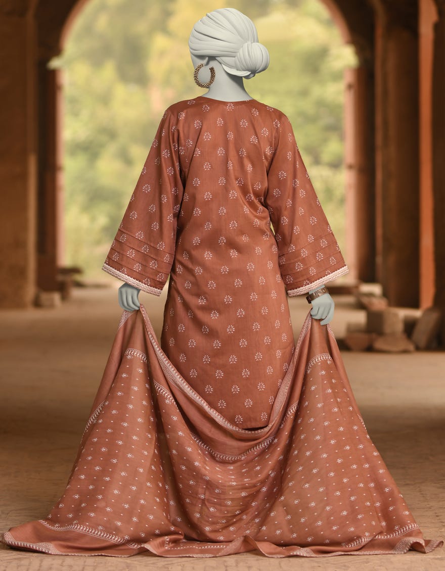 BROWN LAWN EMBROIDERED UNSTITCHED 3PC | JLAWN-S-25-3101