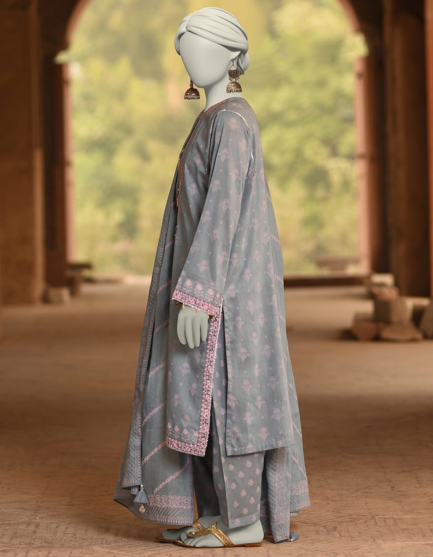BLUE LAWN EMBROIDERED UNSTITCHED 3PC | JLAWN-S-25-3103