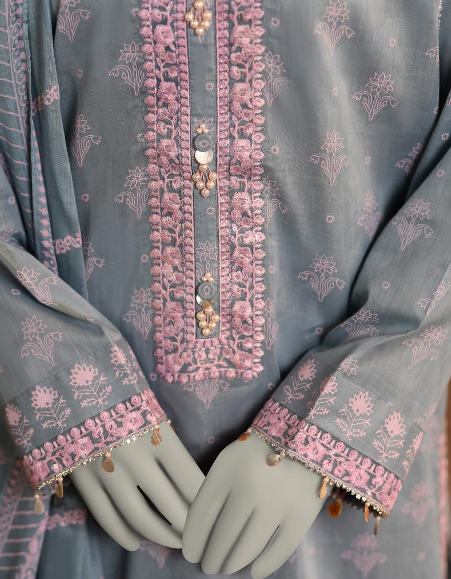 BLUE LAWN EMBROIDERED UNSTITCHED 3PC | JLAWN-S-25-3103