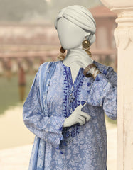 BLUE LAWN EMBROIDERED UNSTITCHED 3PC | JLAWN-S-25-3106