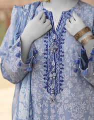 BLUE LAWN EMBROIDERED UNSTITCHED 3PC | JLAWN-S-25-3106