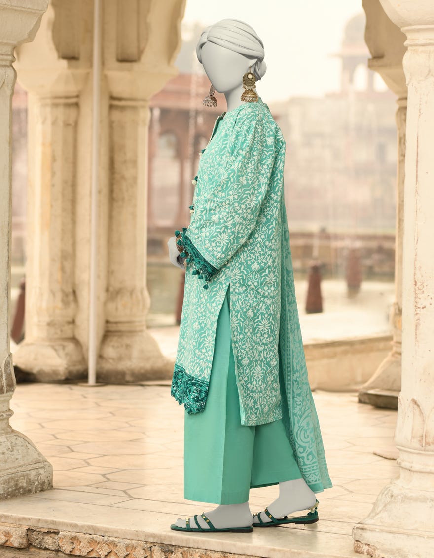 GREEN LAWN EMBROIDERED UNSTITCHED 3PC | JLAWN-S-25-3109