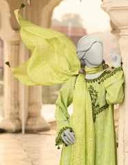 GREEN LAWN EMBROIDERED UNSTITCHED 3PC | JLAWN-S-25-3110