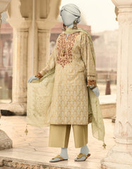 BEIGE LAWN EMBROIDERED UNSTITCHED 3PC | JLAWN-S-25-3112