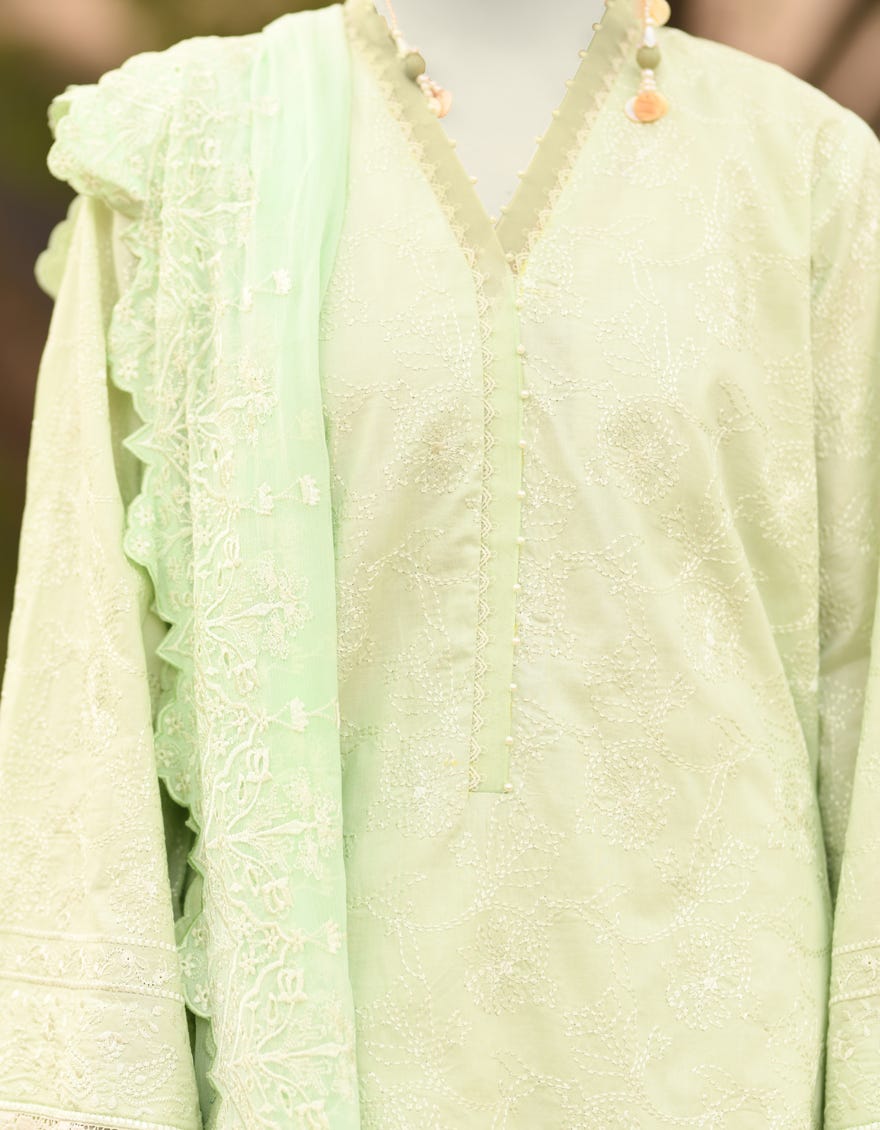 GREEN LAWN SCHIFFLI UNSTITCHED 3PC | JLAWN-S-25-3149