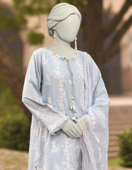 BLUE LAWN SCHIFFLI UNSTITCHED 3PC | JLAWN-S-25-3151