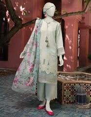 BLUE DOBBY EMBROIDERED UNSTITCHED 3PC | JLAWN-S-25-3162