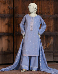 BLUE LAWN EMBROIDERED UNSTITCHED 3PC | JLAWN-S-25-3170