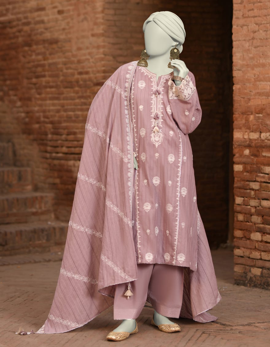 BEIGE DORIA EMBROIDERED UNSTITCHED 3PC | JLAWN-S-25-3184