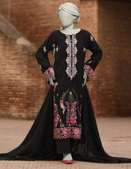 BLACK DORIA EMBROIDERED UNSTITCHED 3PC | JLAWN-S-25-3187