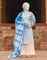 BLUE LUREX JACQUARD EMBROIDERED UNSTITCHED 3PC | JLAWN-S-25-3190