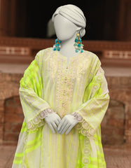 GREEN LUREX JACQUARD EMBROIDERED UNSTITCHED 3PC | JLAWN-S-25-3191