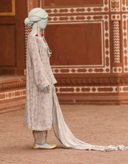 GREY JACQUARD DIGITAL PRINTED UNSTITCHED 3PC | JLAWN-S-25-3194