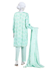 GREEN JACQUARD DIGITAL PRINTED UNSTITCHED 3PC | JLAWN-S-25-3196