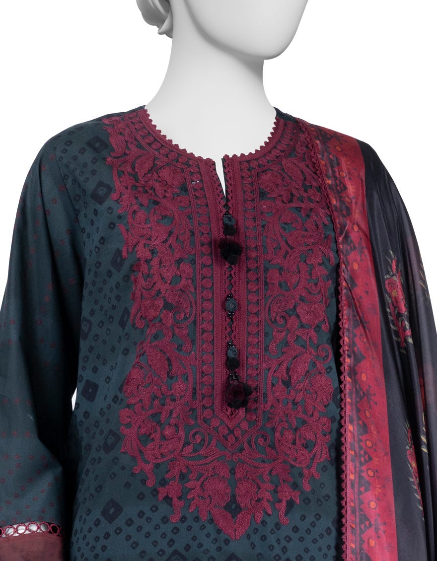 MULTICOLOR LAWN EMBROIDERED UNSTITCHED 3PC