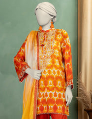 ORANGE LAWN EMBROIDERED UNSTITCHED 3PC