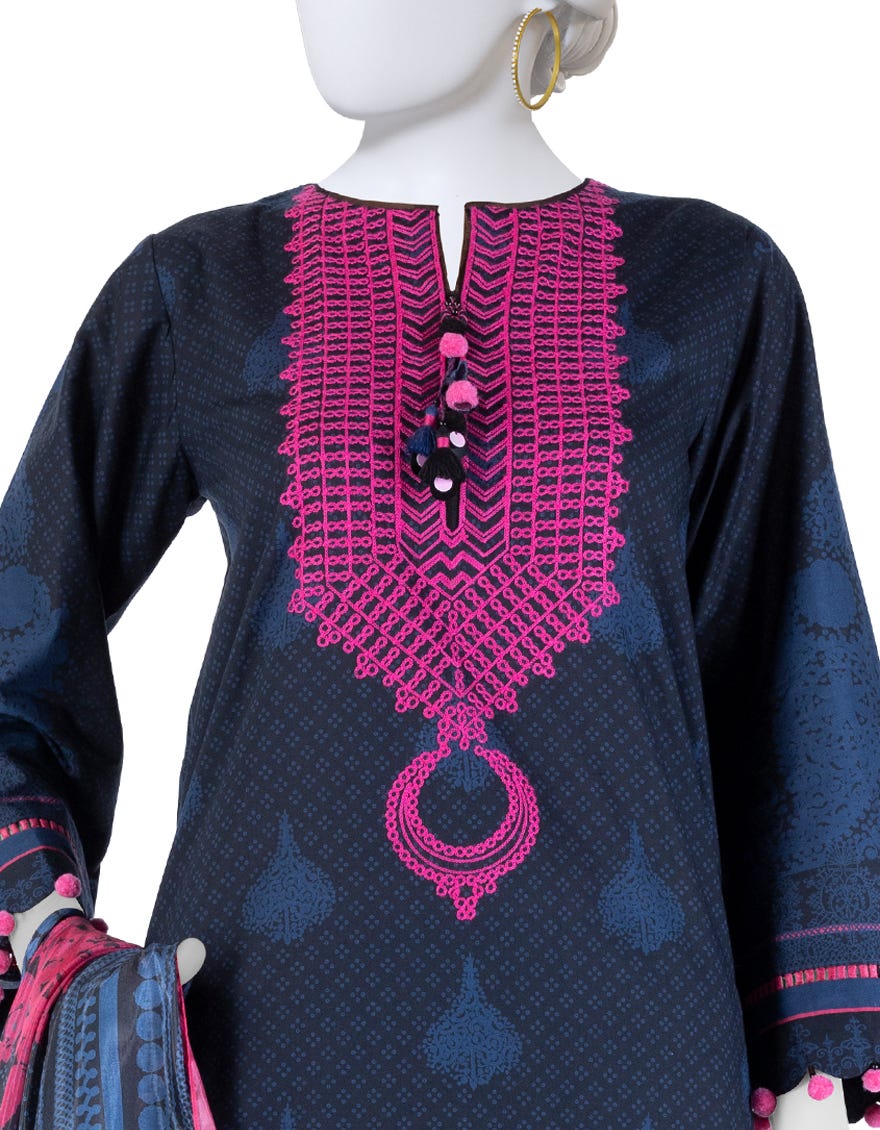 MULTICOLOR LAWN EMBROIDERED UNSTITCHED 3PC