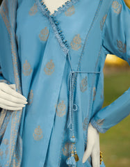 BLUE DYED JACQUARD UNSTITCHED 3PC