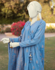 BLUE DYED JACQUARD UNSTITCHED 3PC