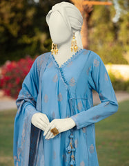 BLUE DYED JACQUARD UNSTITCHED 3PC