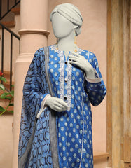 BLUE LAWN EMBROIDERED UNSTITCHED 3PC | JLAWN-S-25-3295-A
