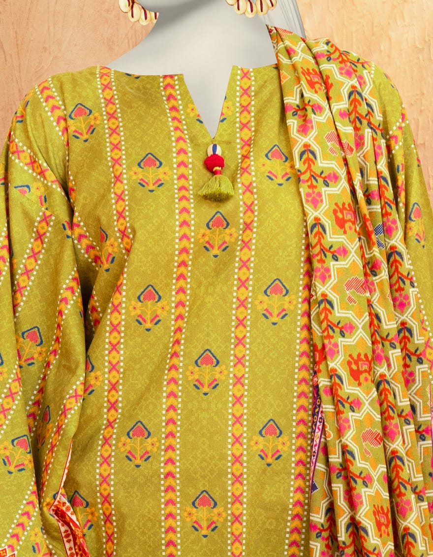 GREEN LAWN PRINTED UNSTITCHED 3PC