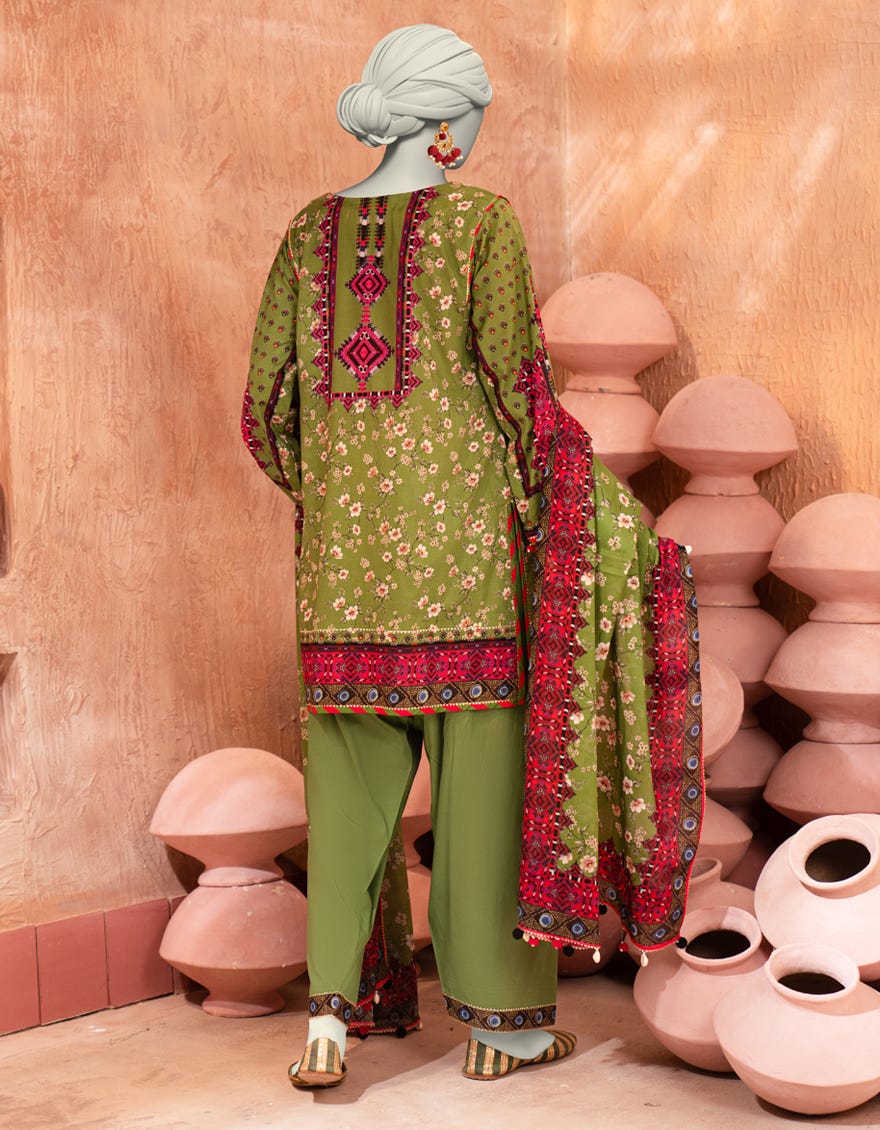 GREEN LAWN PRINTED UNSTITCHED 3PC