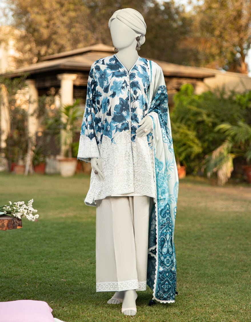 MULTICOLOR LAWN PASTE PRINTED UNSTITCHED 3PC
