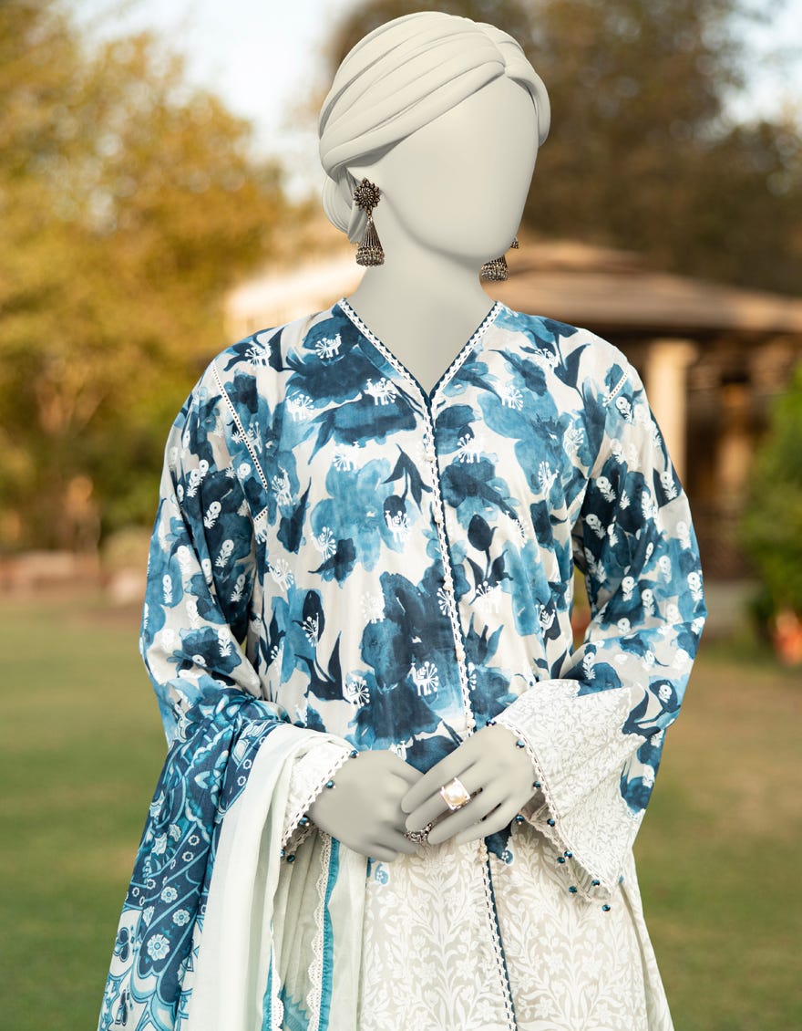 MULTICOLOR LAWN PASTE PRINTED UNSTITCHED 3PC