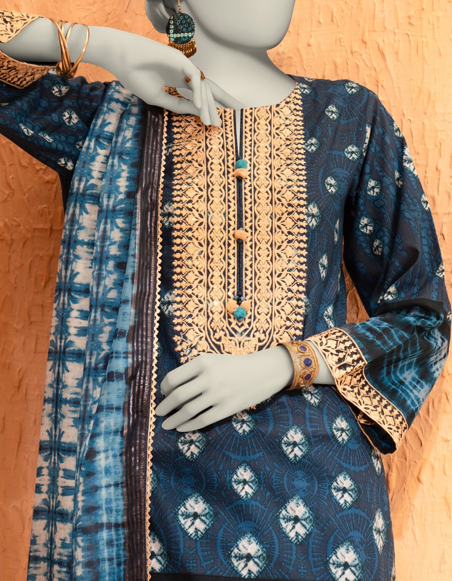 BLUE LAWN EMBROIDERED UNSTITCHED 3PC
