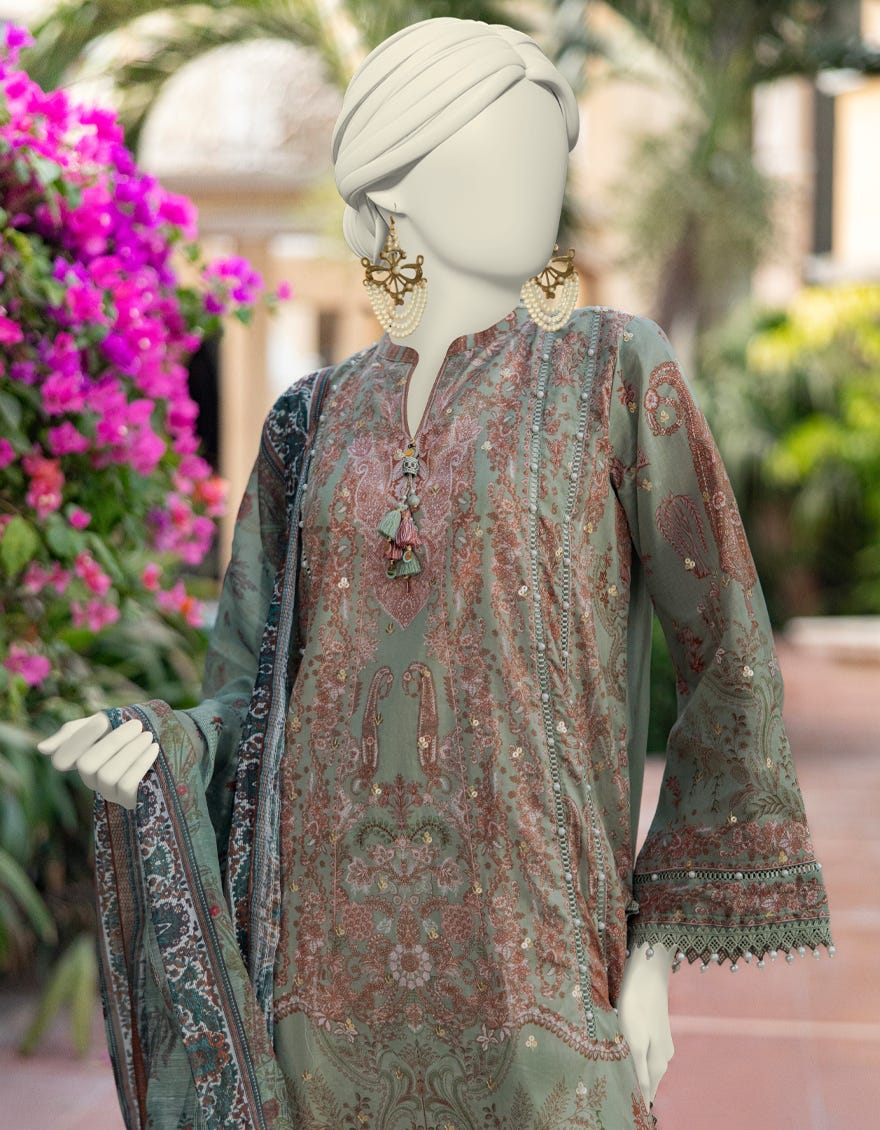 GREEN LAWN EMBROIDERED UNSTITCHED 3PC