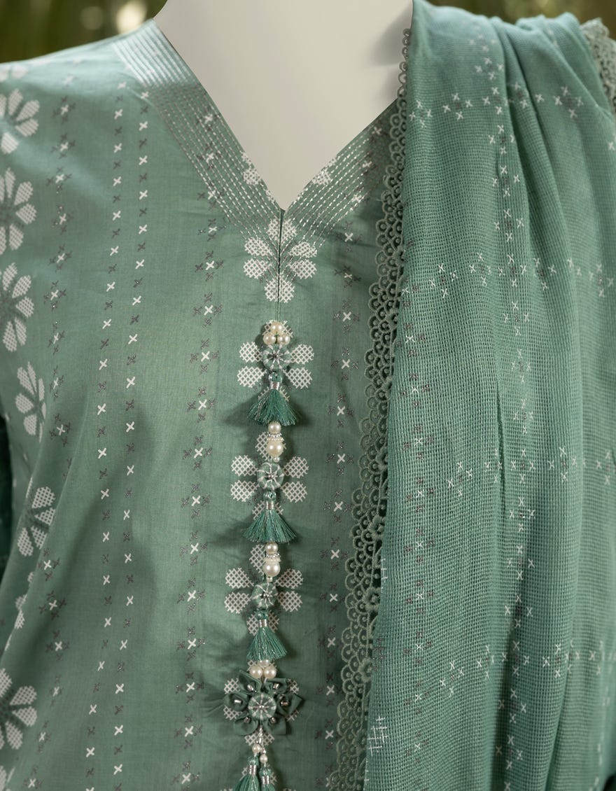 GREEN LAWN PASTE PRINTED UNSTITCHED 3PC