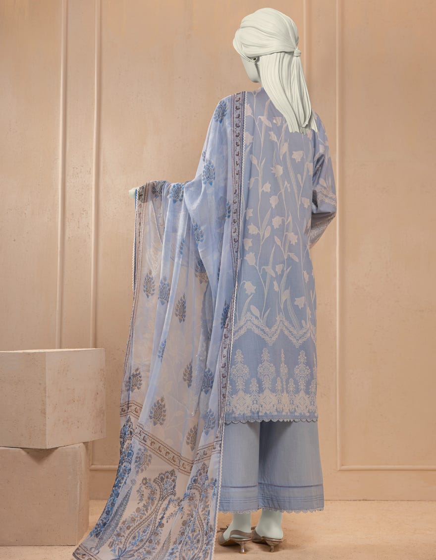 BLUE LAWN EMBROIDERED UNSTITCHED 3PC