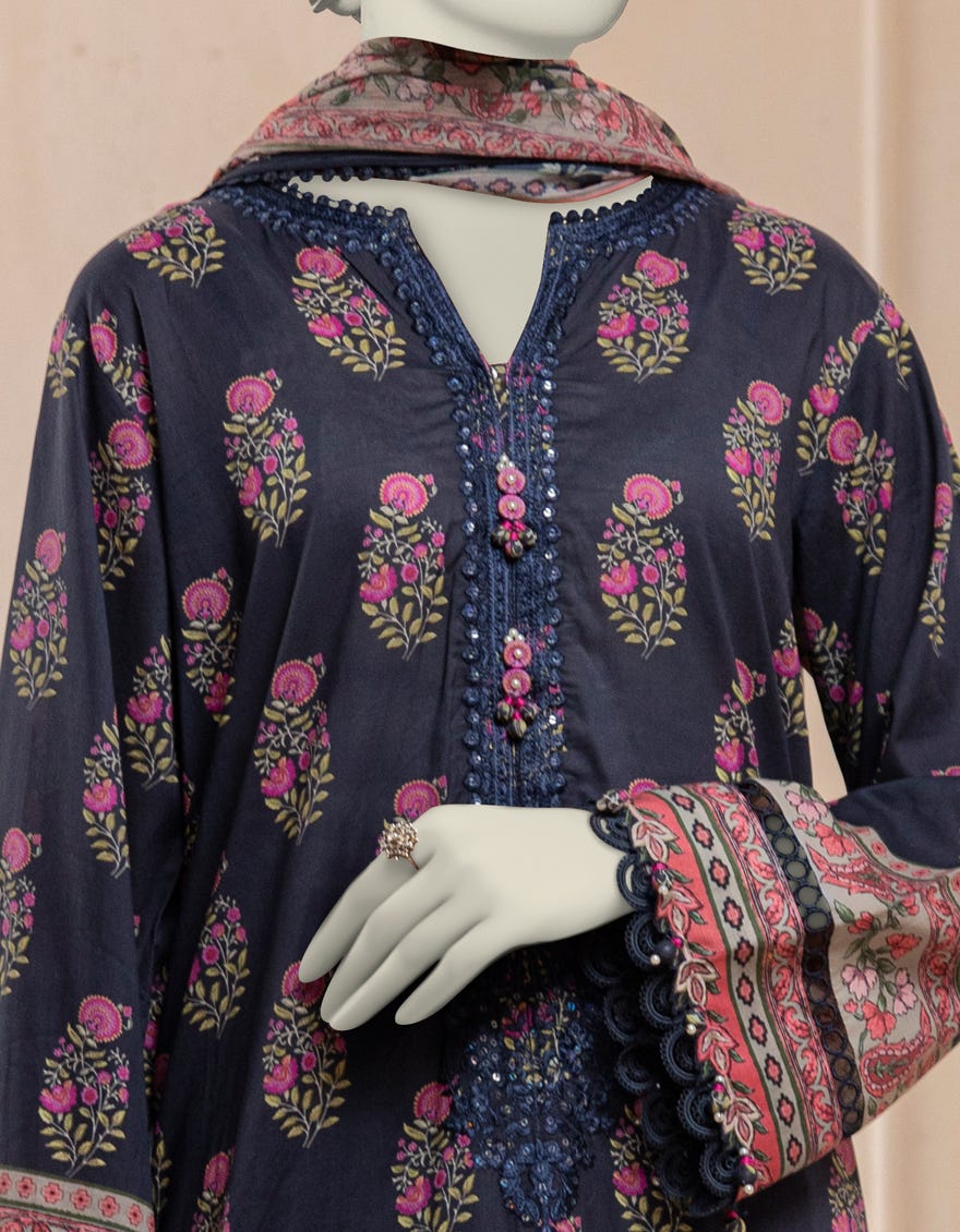 BLUE LAWN EMBROIDERED UNSTITCHED 3PC