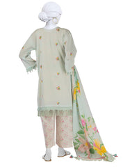 BLUE DOBBY EMBROIDERED UNSTITCHED 3PC
